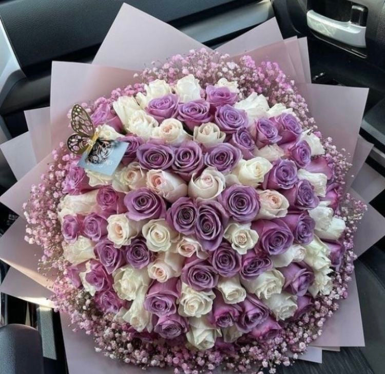 101 Purple & White Roses