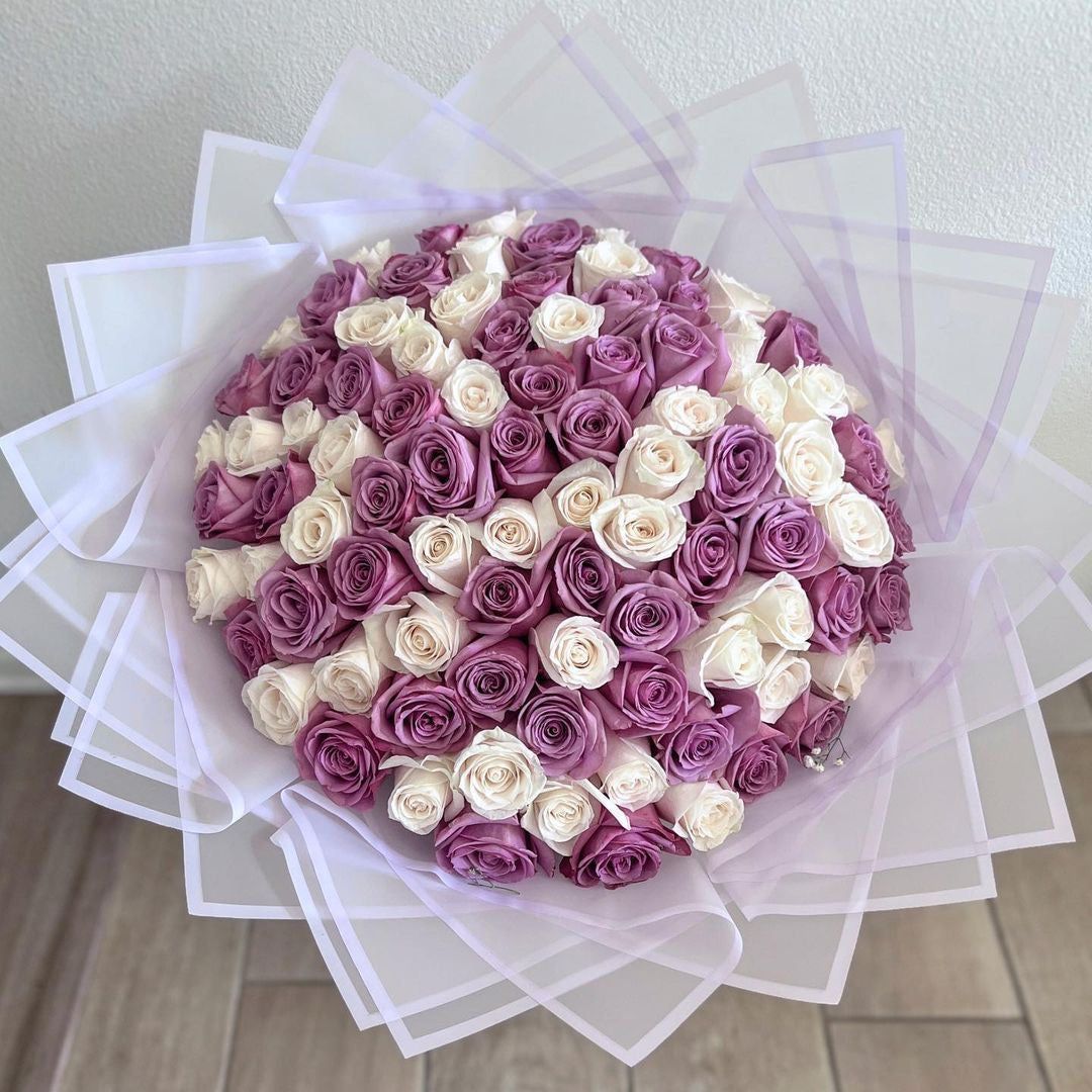 51 Purple & White Roses